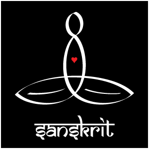Meditator with White Sanskrit Style Text